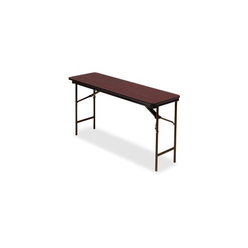 Iceberg Premium Wood Laminate Folding Table - Melamine Rectangle Top - 60" Table Top Length x 18" Table Top Width x 0.75" Table Top Thickness - 29" Height - Mahogany