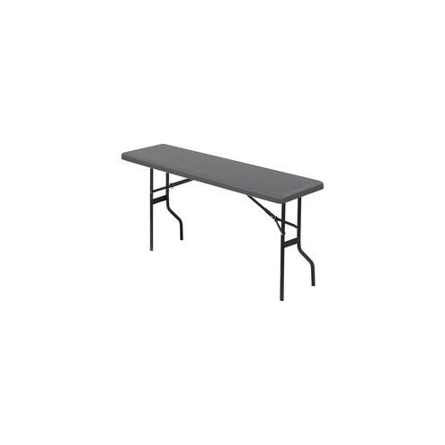 Iceberg IndestrucTable TOO 1200 Series Foldlng Table - Rectangle Top - 72" Table Top Length x 18" Table Top Width - 29" Height - Charcoal, Powder Coated
