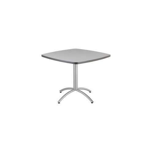 Iceberg CafeWorks 36" Square Cafe Table - Melamine Square Top - Powder Coated Base - 1.13" Table Top Thickness - 30" Height x 36" Width x 36" Depth - Assembly Required - Gray