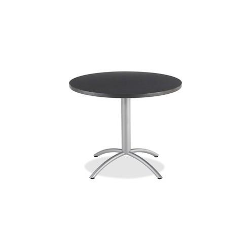Iceberg CafeWorks 36" Round Cafe Table - Melamine Round Top - Powder Coated Base - 1.13" Table Top Thickness x 36" Table Top Diameter - 30" Height - Assembly Required - Graphite