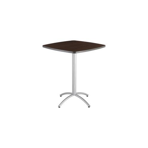 Iceberg CafeWorks 36" Square Bistro Table - Melamine Square Top - Powder Coated Base - 1.13" Table Top Thickness - 42" Height x 36" Width x 36" Depth - Assembly Required - Walnut