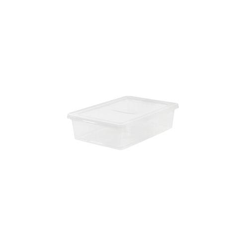 IRIS 28-quart Storage Box - External Dimensions: 24" Width x 16.3" Depth x 6" Height - 7 gal - Snap-in Lid Closure - Stackable - Plastic - Clear - For Clothes, Shoes - 1 Each