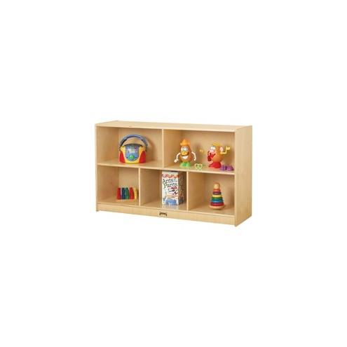 Jonti-Craft Low Single Mobile Storage Unit - 340 - 5 Compartment(s) - 29.5" Height x 48" Width x 15" Depth - Wood Grain, White - Baltic Birch Plywood - 1Each