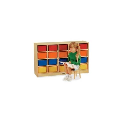 Jonti-Craft 20 Cubbie-tray Mobile Storage Unit - 29.5" Height x 48" Width x 15" Depth - Baltic, Assorted Bin - Acrylic, Rubber - 1Each