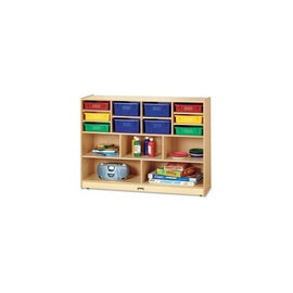 Jonti-Craft Colored Bins Combo Mobile Storage Unit - 15 Compartment(s) - 35.5" Height x 48" Width x 15" Depth - Wood Grain - 1Each