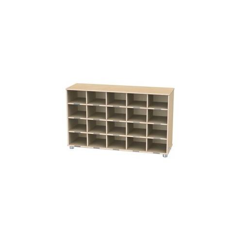 TrueModern 20-Cubbie Bins Storage - 20 Compartment(s) - 29.5" Height x 48.5" Width x 15" Depth - Baltic, Clear Bin - Anodized Aluminum, Baltic Birch - 1Each