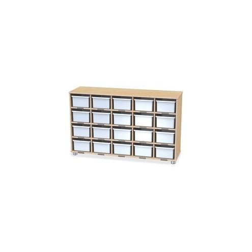 TrueModern 20-Cubbie Bins Storage - 20 Compartment(s) - 29.5" Height x 48.5" Width x 15" Depth - Baltic, White Bin - Anodized Aluminum, Baltic Birch - 1Each
