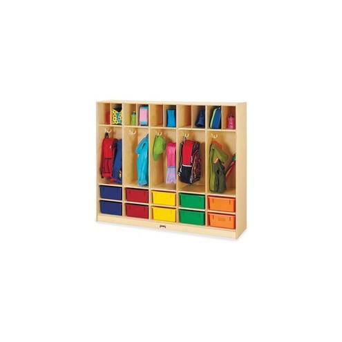 Jonti-Craft Large Locker Organizer - 4 Tier(s) - 50.5" Height x 60" Width x 15" Depth - Baltic, Assorted Tub - Wood, Medium Density Fiberboard (MDF) - 1Each
