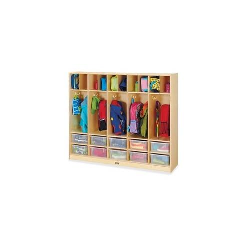 Jonti-Craft Large Locker Organizer - 4 Tier(s) - 50.5" Height x 60" Width x 15" Depth - Baltic, Clear Tub - Wood, Medium Density Fiberboard (MDF) - 1Each