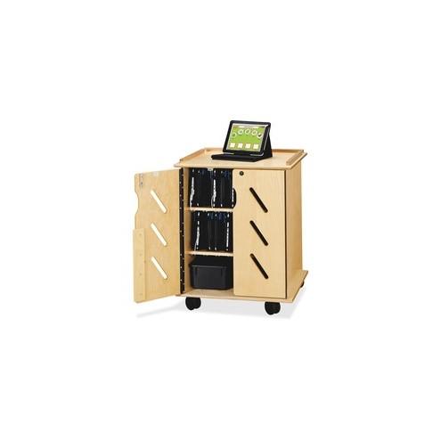 Jonti-Craft Laptop/Tablet Storage Cart - x 24" Width x 23" Depth x 30" Height - Woodgrain - For 32 Devices - 1 Each