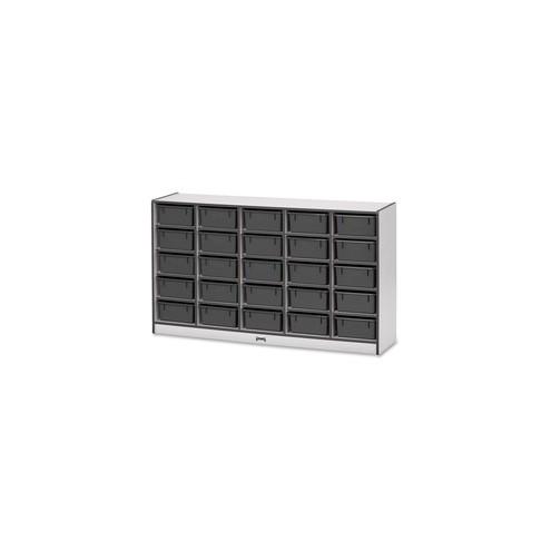 Rainbow Accents Mobile Tub Bin Storage - 25 Compartment(s) - 35.5" Height x 60" Width x 15" Depth - Black - Hard Rubber - 1Each