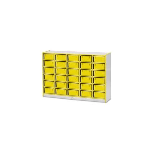 Rainbow Accents Mobile Tub Bin Storage - 30 Compartment(s) - 42" Height x 60" Width x 15" Depth - Floor - Yellow - Hard Rubber - 1Each