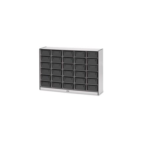 Rainbow Accents Mobile Tub Bin Storage - 30 Compartment(s) - 42" Height x 60" Width x 15" Depth - Black - Hard Rubber - 1Each