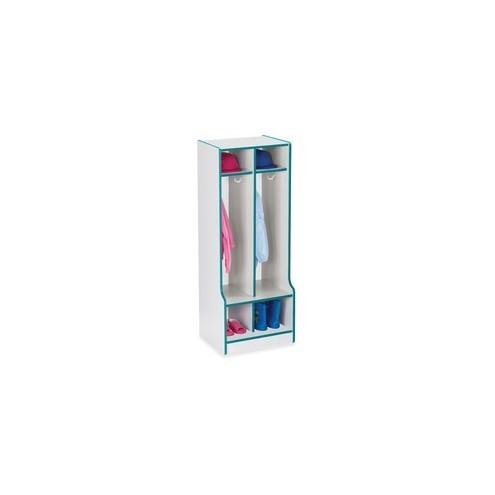 Rainbow Accents Rainbow Double Coat Hooks Step Locker - 2 Compartment(s) - 50.5" Height x 20" Width x 17.5" Depth - Teal - 1Each