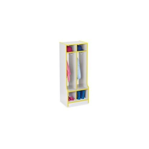 Rainbow Accents Rainbow Double Coat Hooks Step Locker - 2 Compartment(s) - 50.5" Height x 20" Width x 17.5" Depth - Yellow - 1Each