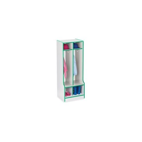 Rainbow Accents Rainbow Double Coat Hooks Step Locker - 2 Compartment(s) - 50.5" Height x 20" Width x 17.5" Depth - Green - 1Each