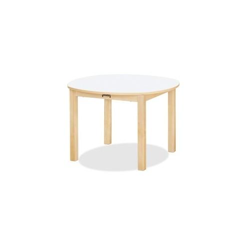 Jonti-Craft KYDZSafe Multi-purpose White Round Table - White Round Top - Four Leg Base - 4 Legs x 30" Table Top Diameter - 22" Height - Assembly Required - Maple