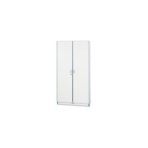 Rainbow Accents Classroom Closet - 36" x 24" x 72" - 3 x Shelf(ves) - Hinged Door(s) - Locking Door, Hinged Door, Chip Resistant, Rounded Edge, Adjustable Shelf - Teal - Freckled Gray Laminate