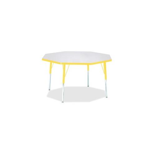 Berries Gray Top Octagon Activity Table - Gray Octagonal, Laminated Top - Four Leg Base - 4 Legs - 1.13" Table Top Thickness x 48" Table Top Diameter - 15" Height - Assembly Required - Powder Coated