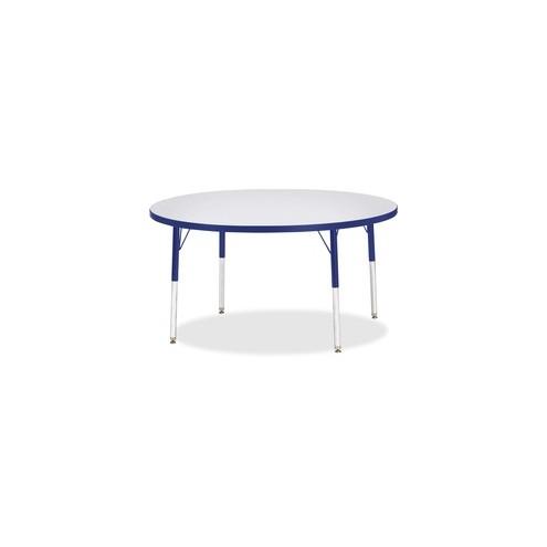 Berries Adult Height Color Edge Round Table - Gray Round, Laminated Top - Four Leg Base - 4 Legs - 1.13" Table Top Thickness x 48" Table Top Diameter - 31" Height - Assembly Required - Powder Coated