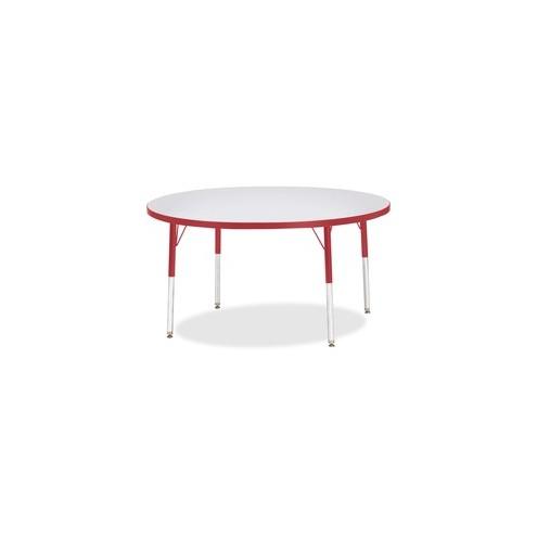 Berries Adult Height Color Edge Round Table - Laminated Round, Red Top - Four Leg Base - 4 Legs - 1.13" Table Top Thickness x 48" Table Top Diameter - 31" Height - Assembly Required - Powder Coated