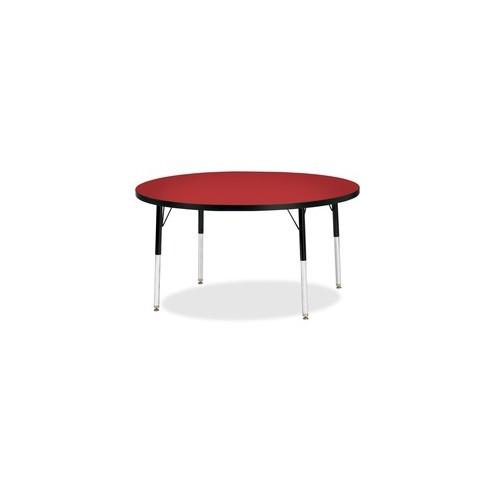 Berries Adult Height Color Top Round Table - Laminated Round, Red Top - Four Leg Base - 4 Legs - 1.13" Table Top Thickness x 48" Table Top Diameter - 31" Height - Assembly Required - Powder Coated