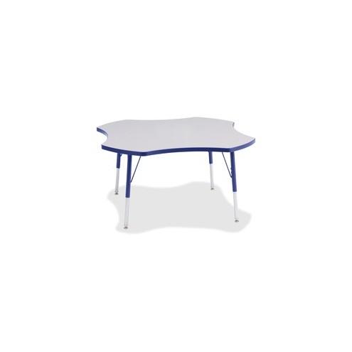 Berries Prism Four-Leaf Student Table - Gray, Laminated Top - Four Leg Base - 4 Legs - 1.13" Table Top Thickness x 48" Table Top Diameter - 31" Height - Assembly Required - Powder Coated