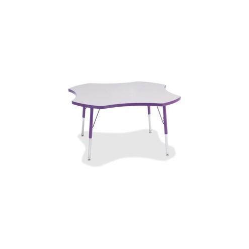 Berries Prism Four-Leaf Student Table - Laminated, Purple Top - Four Leg Base - 4 Legs - 1.13" Table Top Thickness x 48" Table Top Diameter - 31" Height - Assembly Required - Powder Coated