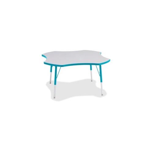 Berries Prism Four-Leaf Student Table - Laminated, Teal Top - Four Leg Base - 4 Legs - 1.13" Table Top Thickness x 48" Table Top Diameter - 31" Height - Assembly Required - Powder Coated