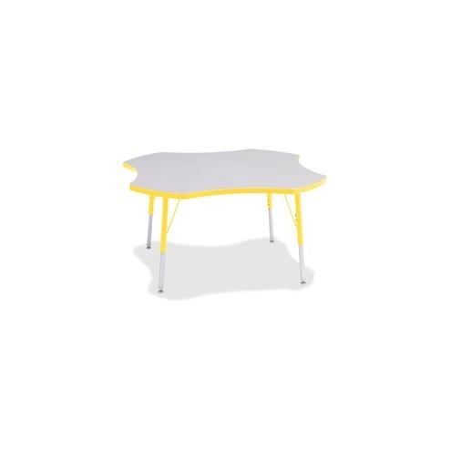Berries Prism Four-Leaf Student Table - Laminated, Yellow Top - Four Leg Base - 4 Legs - 1.13" Table Top Thickness x 48" Table Top Diameter - 31" Height - Assembly Required - Powder Coated