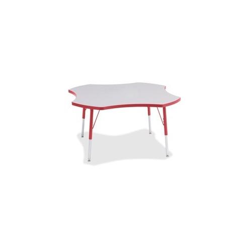 Berries Prism Four-Leaf Student Table - Laminated, Red Top - Four Leg Base - 4 Legs - 1.13" Table Top Thickness x 48" Table Top Diameter - 31" Height - Assembly Required - Powder Coated