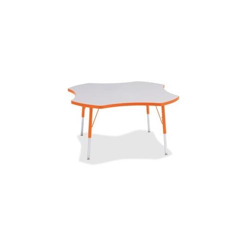 Berries Prism Four-Leaf Student Table - Laminated, Orange Top - Four Leg Base - 4 Legs - 1.13" Table Top Thickness x 48" Table Top Diameter - 31" Height - Assembly Required - Powder Coated - Steel