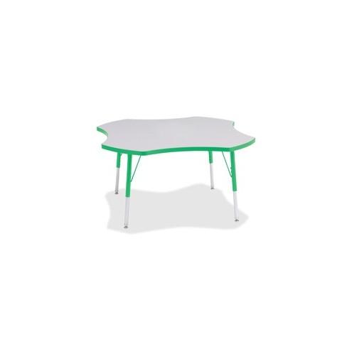 Berries Prism Four-Leaf Student Table - Green, Laminated Top - Four Leg Base - 4 Legs - 1.13" Table Top Thickness x 48" Table Top Diameter - 31" Height - Assembly Required - Powder Coated