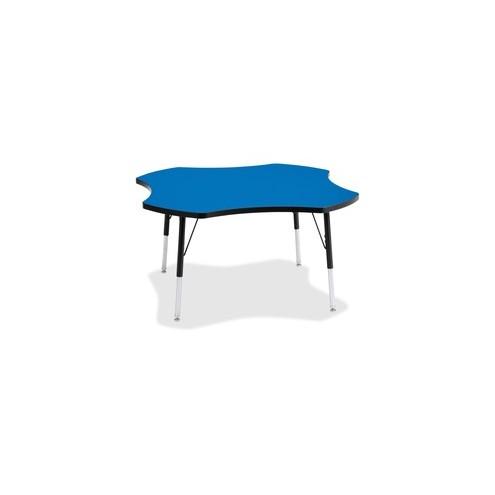 Berries Adult Black Edge Four-leaf Table - Blue, Laminated Top - Four Leg Base - 4 Legs - 1.13" Table Top Thickness x 48" Table Top Diameter - 31" Height - Assembly Required - Powder Coated