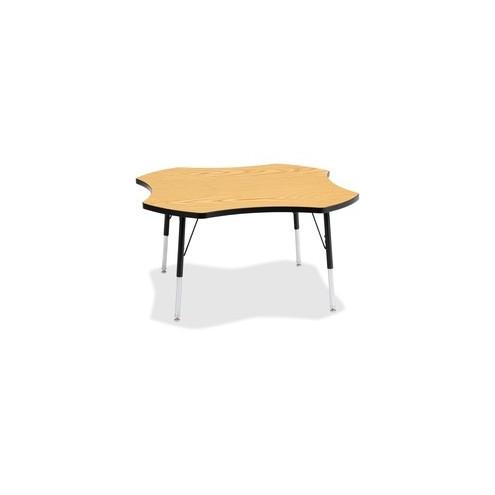 Berries Adult Black Edge Four-leaf Table - Black Oak, Laminated Top - Four Leg Base - 4 Legs - 1.13" Table Top Thickness x 48" Table Top Diameter - 31" Height - Assembly Required - Powder Coated