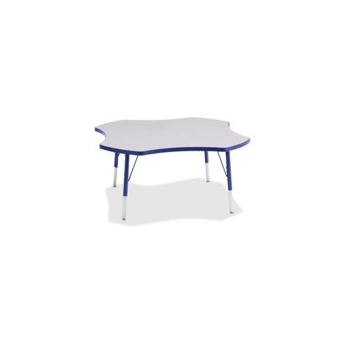 Berries Elementary Height Prism Four-Leaf Table - Blue, Laminated Top - Four Leg Base - 4 Legs - 1.13" Table Top Thickness x 48" Table Top Diameter - 24" Height - Assembly Required - Powder Coated