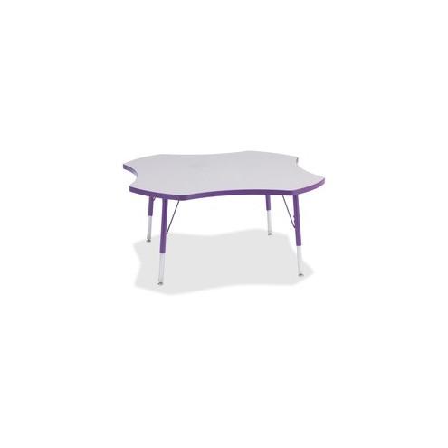 Berries Elementary Height Prism Four-Leaf Table - Laminated, Purple Top - Four Leg Base - 4 Legs - 1.13" Table Top Thickness x 48" Table Top Diameter - 24" Height - Assembly Required - Powder Coated