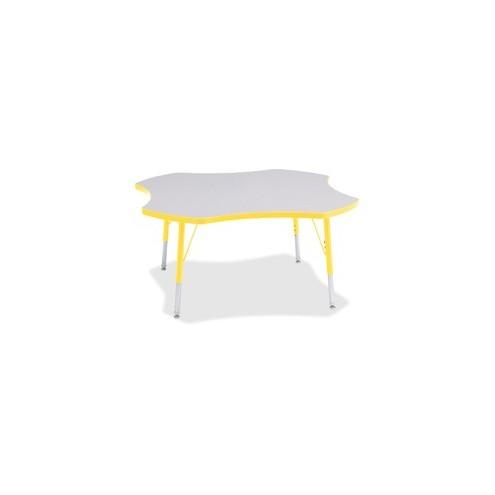 Berries Elementary Height Prism Four-Leaf Table - Laminated, Yellow Top - Four Leg Base - 4 Legs - 1.13" Table Top Thickness x 48" Table Top Diameter - 24" Height - Assembly Required - Powder Coated