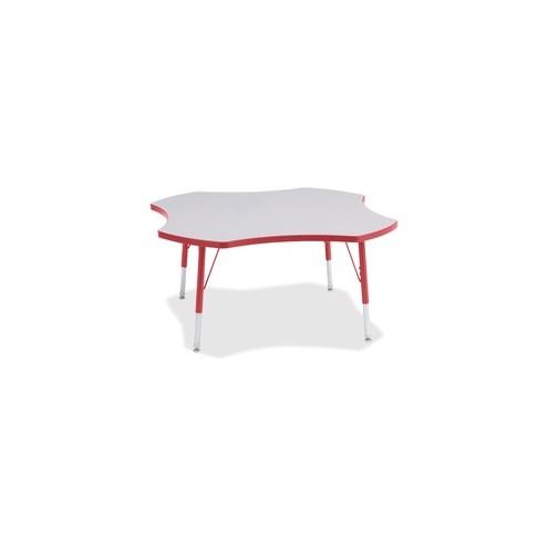 Berries Elementary Height Prism Four-Leaf Table - Laminated, Red Top - Four Leg Base - 4 Legs - 1.13" Table Top Thickness x 48" Table Top Diameter - 24" Height - Assembly Required - Powder Coated