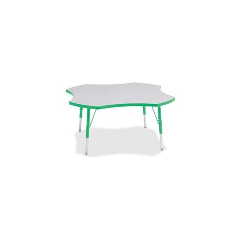 Berries Elementary Height Prism Four-Leaf Table - Green, Laminated Top - Four Leg Base - 4 Legs - 1.13" Table Top Thickness x 48" Table Top Diameter - 24" Height - Assembly Required - Powder Coated