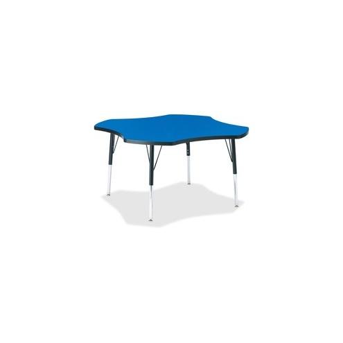 Berries Elementary Black Edge Four-leaf Table - Blue, Laminated Top - Four Leg Base - 4 Legs - 1.13" Table Top Thickness x 48" Table Top Diameter - 24" Height - Assembly Required - Powder Coated