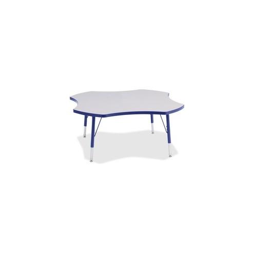 Berries Prism Four-Leaf Student Table - Gray, Laminated Top - Four Leg Base - 4 Legs - 1.13" Table Top Thickness x 48" Table Top Diameter - 15" Height - Assembly Required - Powder Coated