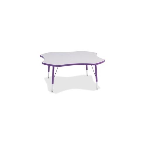Berries Prism Four-Leaf Student Table - Laminated, Purple Top - Four Leg Base - 4 Legs - 1.13" Table Top Thickness x 48" Table Top Diameter - 15" Height - Assembly Required - Powder Coated
