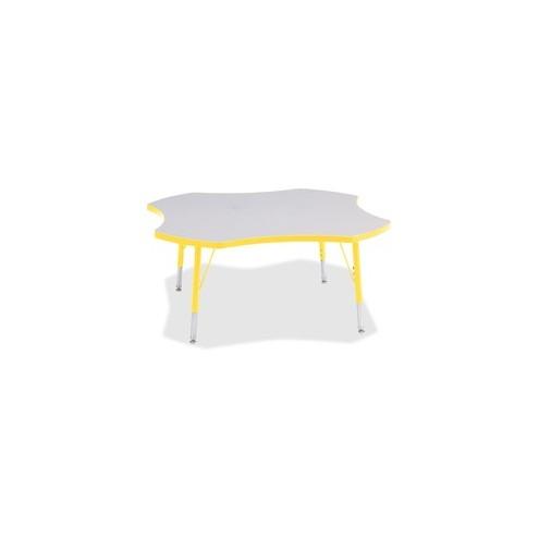 Berries Prism Four-Leaf Student Table - Laminated, Yellow Top - Four Leg Base - 4 Legs - 1.13" Table Top Thickness x 48" Table Top Diameter - 15" Height - Assembly Required - Powder Coated