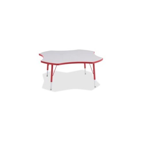 Berries Prism Four-Leaf Student Table - Laminated, Red Top - Four Leg Base - 4 Legs - 1.13" Table Top Thickness x 48" Table Top Diameter - 15" Height - Assembly Required - Powder Coated