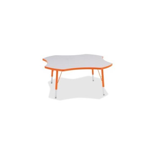 Berries Prism Four-Leaf Student Table - Laminated, Orange Top - Four Leg Base - 4 Legs - 1.13" Table Top Thickness x 48" Table Top Diameter - 15" Height - Assembly Required - Powder Coated - Steel