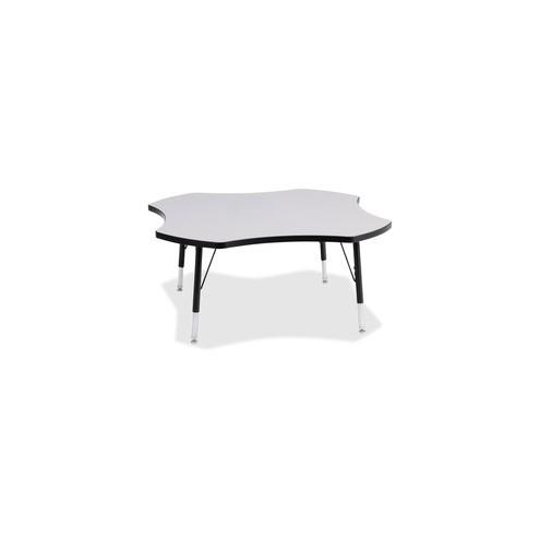 Berries Prism Four-Leaf Student Table - Black, Laminated Top - Four Leg Base - 4 Legs - 1.13" Table Top Thickness x 48" Table Top Diameter - 15" Height - Assembly Required - Powder Coated