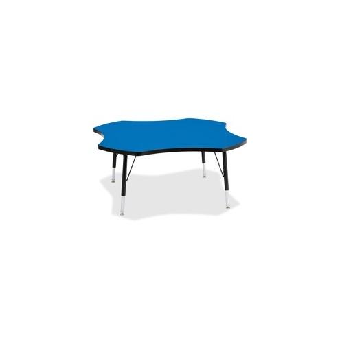 Berries Toddler Black Edge Four-leaf Table - Blue, Laminated Top - Four Leg Base - 4 Legs - 1.13" Table Top Thickness x 48" Table Top Diameter - 15" Height - Assembly Required - Powder Coated