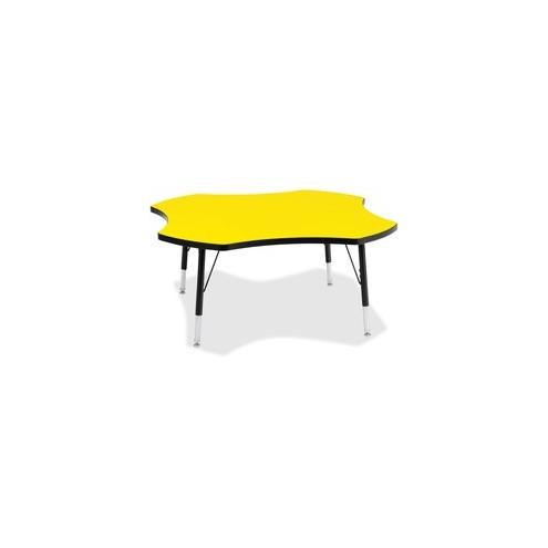 Berries Toddler Black Edge Four-leaf Table - Laminated, Yellow Top - Four Leg Base - 4 Legs - 1.13" Table Top Thickness x 48" Table Top Diameter - 15" Height - Assembly Required - Powder Coated