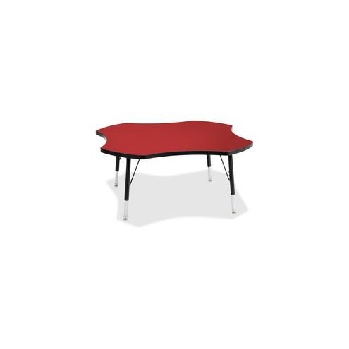 Berries Toddler Black Edge Four-leaf Table - Laminated, Red Top - Four Leg Base - 4 Legs - 1.13" Table Top Thickness x 48" Table Top Diameter - 15" Height - Assembly Required - Powder Coated